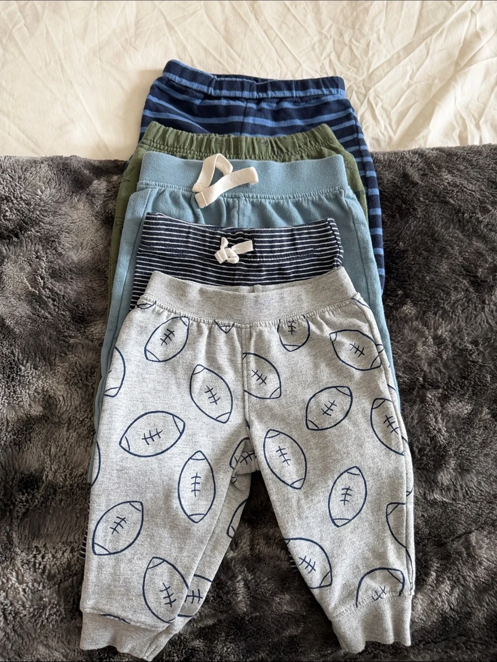 Set of 4 - Football Print Grey Jogger Pants - Pack